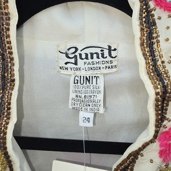 VTG Gunit Silk Beaded Kimono Jacket Womens Size 24 Art Deco 1920's Artsy Flapper - Picture 5 of 16